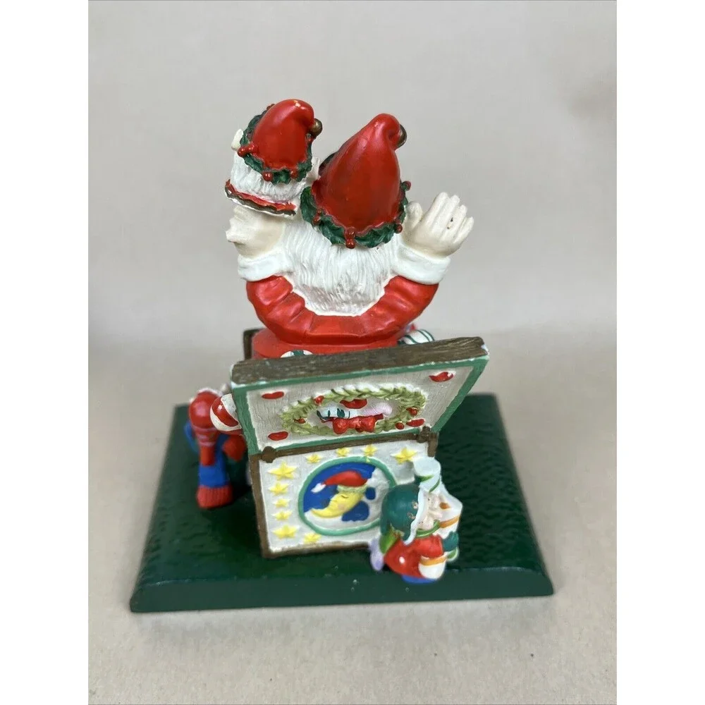 Vintage‎ Giny Inc Cast Iron Santa In A Box Adjustable Christmas Stocking Holder